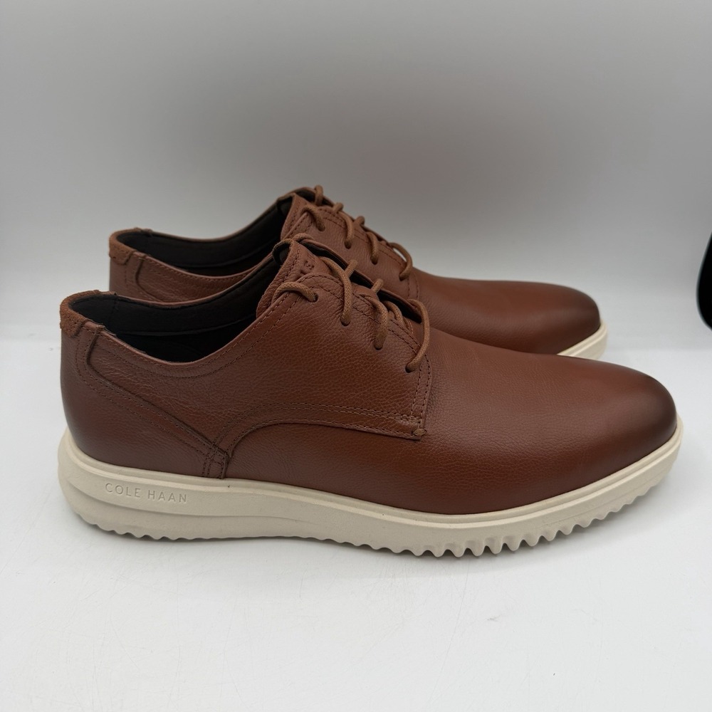 Cole Haan Grand+ Plain Toe Oxfords Men Sz 8.5 M British Tan Leather Shoes C36935 - Picture 2 of 12